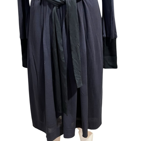 Tory Burch Blue & Black Gold Button Silk Cotton Blend Jersey Dress Size medium - Picture 2 of 13